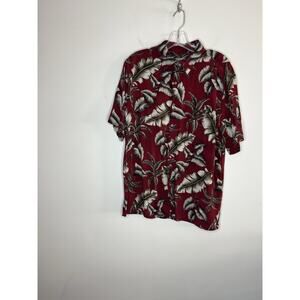 Batik Bay Mens Button Up Hawaiian Shirt Size Large Palm Leaves Short Sleeve